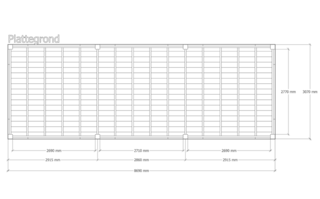 Douglas overkapping, 307 x 869 cm + wand blank, Verando, Living